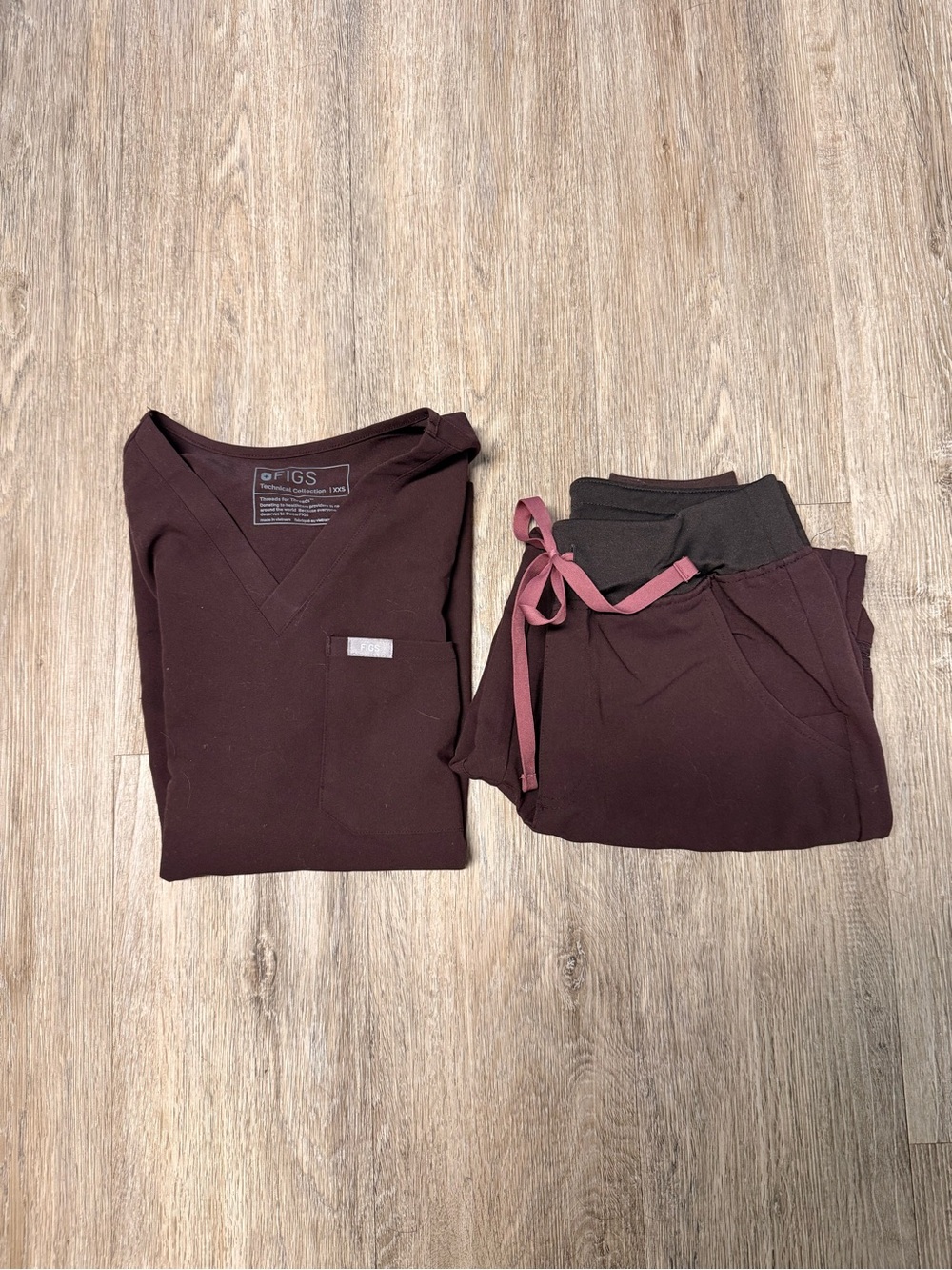 FIGS Chocolate Brown Scrub Set
